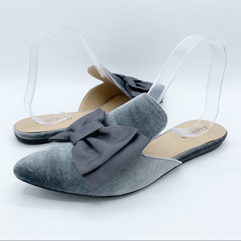 Zigi Soho | Carlyne Gray Velvet Bow Mule Slides Sz 9